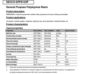 Gránulos de poliestireno GPPS 123P Secco Virgin General Polystyrenes Pellet Gpps Ps Crystal Materia Prima para vajilla desechable - Product Image 4