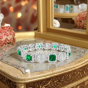 สร้อยโซ่ S925สีเงินแบบไดออปไซด์เพทายสีขาวขนาดใหญ่8หลักกำไลข้อมือแฟชั่นสำหรับผู้หญิงสุดหรู - Product Image 1