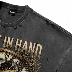 Camisetas de Hombre Oversize con Estampado Punk Vintage, Lavado Ácido y Efecto Desgastado, Transpirables, de Algodón, Estilo Casual Urbano, Alta Calidad, Venta al por Mayor - Product Image 6