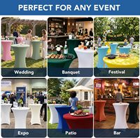 Housse de table cocktail noire en spandex avec poche renforcée, nappe extensible ronde pour table haute, décoration de mariage et de fête en extérieur