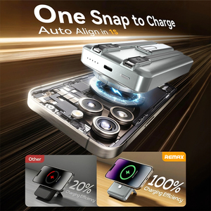 CX-2 10000mAh Power Bank 15W Magnetic Wireless Foldable Stand Dual Built-in <b>Cables</b> Fast Charge Banks CX-2 CX-2 - Product Image 4