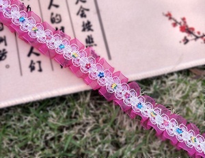 2.5cm Double Organza Lace Double Needle <strong>Midline</strong> Discount Wrinkled Fishbone Floral Women's Shoes Sleeves Aprons Children's - Product Image 4