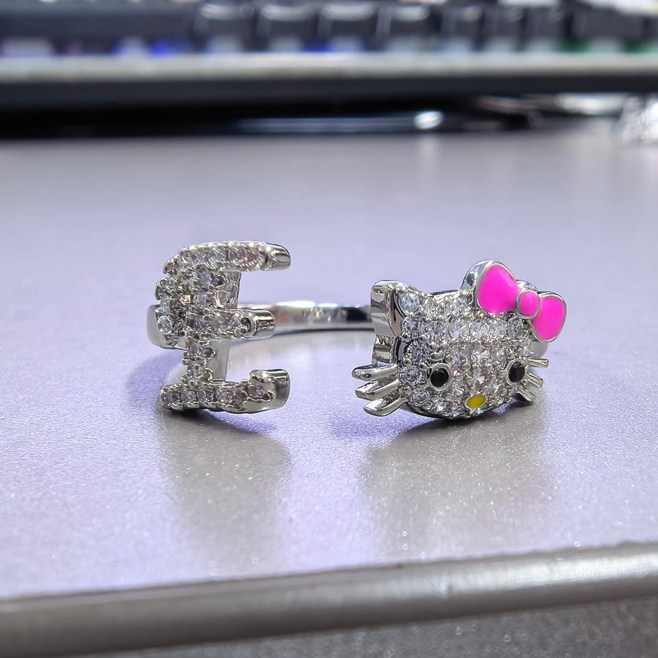 Kawaii Cartoon Cat Ring Sweet Cute Adjustable Open Band Women Trendy ...