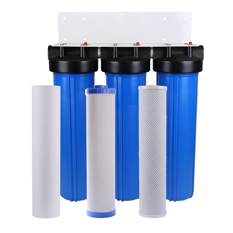 Big blau ganze haus wasser filter gehäuse untertisch 3 sorten filtration kompatibel für 20 zoll PP GAC CTO wasser filtration system