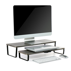 Soporte de monitor de madera convertible y extensible de nueva tendencia, 2 estantes para pantallas dobles o triples para ordenador personal o portátil - Product Image 2