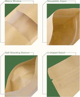 Imprimé personnalisé comestible biodégradable bolsas alimentaire café thé collation clair ziplock debout pochette emballage avec fenêtre logo imprimante