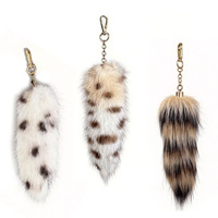 Porte-clés en peluche queue de renard artificielle, forme cœur, durable, imprimé UV, motif dessin animé, breloque de sac, accessoire de sac à dos, voiture