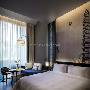Usine de meubles sur mesure OEM ODM : Ensemble complet de chambre king-size pour hôtel, lit en bois avec tête de lit en placage et table de chevet, pour projets hôteliers 5 étoiles - Product Image 3