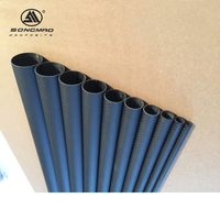 Pipa Serat Karbon T300 3K 18mm OD 1000mm Ringan Bulat OEM Machining