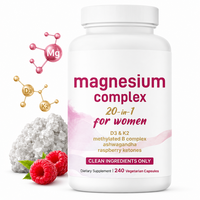 Complément Complexe 20-en-1 Certifié BPF pour Femmes : 240 Capsules de 350 mg de Vitamine D3, K2, Ashwagandha Méthylée, Biotine, Cétones de Framboise et Magnésium