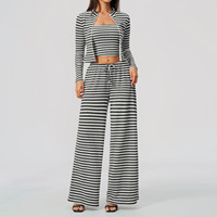 Nouvel ensemble de vêtements de yoga, rayé, pour la course à pied, l'entraînement, le fitness, vêtements de sport confortables et respirants, ensemble trois pièces