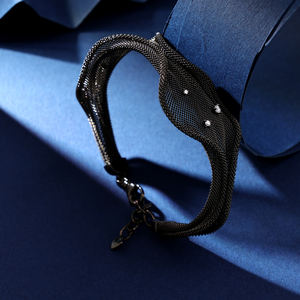 Bracelet en argent sterling 925 noir rhodié avec zircon, maille en dentelle, style chrétien, bijoux de mode, cadeaux promotionnels - Product Image 6