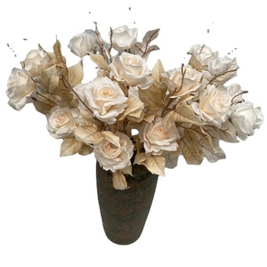 Fiori finti artificiali 2 <span class=keywords><strong>rose</strong></span> fiori artificiali decorazione della tavola in stile nordico fiori piante verdi artificiali. - Product Image 1