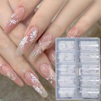 10 stks/doos Witte Bloem Nagelfolie Vlinder Toren Transfer Sticker Slider Nail Art Accessoires Nagel Transfer Folie Papieren Stickers