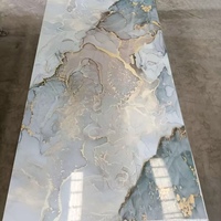 Panneau mural en PVC flexible effet marbre brillant UV 1220*2440mm, imperméable et résistant aux rayures, pour décoration intérieure