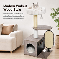 Arbre à chat multi-niveaux de 80 cm avec tissu en peluche de lapin crème, perchoir surélevé confortable et poteau à gratter en sisal durable