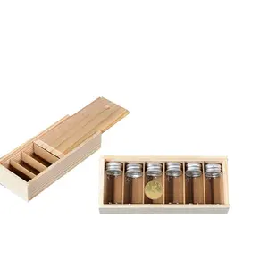 Kotak Kayu Solid Kustom dengan Wadah Botol Kotak Pil Bambu Kayu