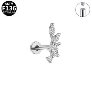 Pendientes <span class=keywords><strong>de</strong></span> Aleación <span class=keywords><strong>de</strong></span> Titanio con Incrustaciones <span class=keywords><strong>de</strong></span> Circonia Refinada, Diseño <span class=keywords><strong>de</strong></span> Rosca Interna para Cartílago, Labio y Piercing Facial, Joyería para Fiestas - Product Image 6