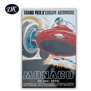 1935 Monaco Grand Prix Zeichen Tin Automobile Car Shop Mann Höhle Reproduktion Kunst