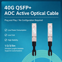 Kabel Serat Optik 40G QSFP+ AOC dengan Diagnostik Digital DDM, Kabel Optik Aktif Full-duplex yang Dapat Ditancapkan Saat Beroperasi