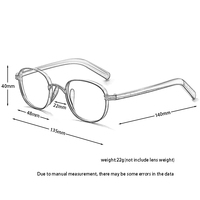 Jiojew Monture de Lunettes Optiques Rétro Rondes en Titane et Acétate, Unisexe Hommes Femmes, pour Verres de Prescription