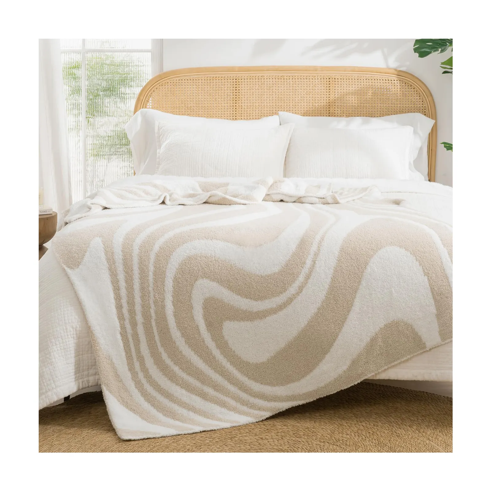 Mais recente Checkerboard Chunky Jacquard Cobertores De Malha Único Tamanho Duplo Cama Quente Fofo Plush Lança Cobertor