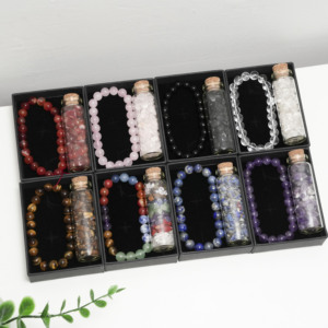<span class=keywords><strong>Bracelet</strong></span> en pierres précieuses naturelles de 8 mm et coffret cadeau avec pierres concassées pour hommes et femmes - Product Image 1
