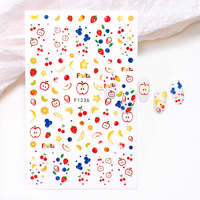 Autocollants 3D Mignons d'Été pour Ongles, Motifs Dessins Animés Fruits Océan Flamants Roses Citrons, Décalcomanies Auto-Adhésives pour Enfants pour Manucure DIY