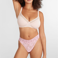 Culotte transparente en dentelle extensible avec entrejambe en coton pour femme, taille haute, sexy, grande taille