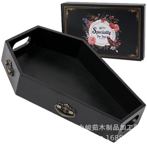 Caja de Almacenamiento de Madera con Forma de Ataúd, Bandeja para Dulces, Cosméticos, Aromaterapia, Frutas y Bocadillos de Año Nuevo, Rectangular, Color Sólido - Product Image 2