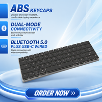 Keyboard Mekanik Ultra-Tipis Aluminium RGB 63-Tombol Hot-Swap, 2000mAh /Kabel USB-C untuk PC/Laptop