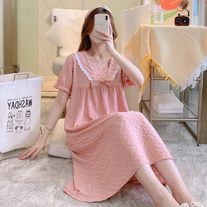Gonna estiva a maniche corte a <span class=keywords><strong>mezza</strong></span> lunghezza con sezione sottile Jacquard carina principessa in camicia <span class=keywords><strong>da</strong></span> <span class=keywords><strong>notte</strong></span> per ragazze adolescenti - Product Image 2
