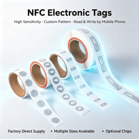 Étiquette autocollante NFC NTAG213 personnalisée avec options de papier adhésif PET PVC pour le suivi anti-contrefaçon et le partage de téléphone
