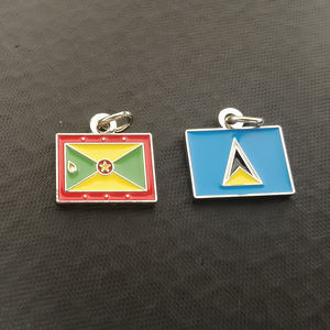 Pendentifs en métal prêts à l'emploi avec drapeaux d'Amérique du Sud, breloques personnalisées avec drapeaux de la Jamaïque, de la République Dominicaine, de Porto Rico et de Sainte-Lucie - Product Image 6