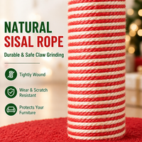 Arbre à chat de Noël avec niche douillette, poteau à gratter en sisal, maisonnette en velours Teddy pour chaton, décoration de Noël pour animaux de compagnie OEM ODM