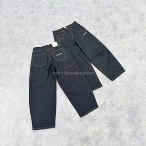 Jeans surdimensionnés en denim de haute qualité, coupe large, style bootcut, denim brut japonais, jeans de créateur pour hommes - Product Image 1