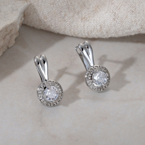 Cross Border Russian <b>Ear</b> <b>Cuffs</b> 18k Gold Color Hoop <b>Earrings</b> With Zircon Inlay Light Luxury Jewelry Wholesale <b>Ear</b> Studs - Product Image 2