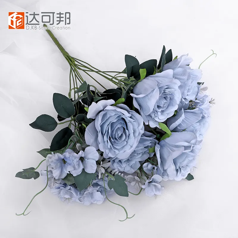Nuovo Design Blu Rosa di Seta Bouquet di Fiori Fiori Artificiali Per La Cerimonia Nuziale Nuziale Da Cerimonia Nuziale Della Sposa