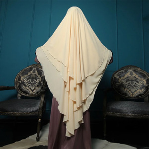 แฟชั่นอิสลามสำหรับผู้หญิง ผ้าชีฟองคลุมศีรษะสามชั้นแบบเรียบง่าย ฮิญาบมุสลิมสำหรับวันอีด - Product Image 1