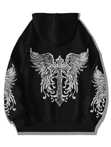Sweat-shirt à <span class=keywords><strong>capuche</strong></span> en maille pour homme, personnalisable en usine, impression DTF/DTG, coupe oversize, style vintage décontracté, collection automne - Product Image 2