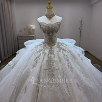 Robe de mariée vintage Jancember JJ145, sans bretelles, en dentelle ivoire, à volants