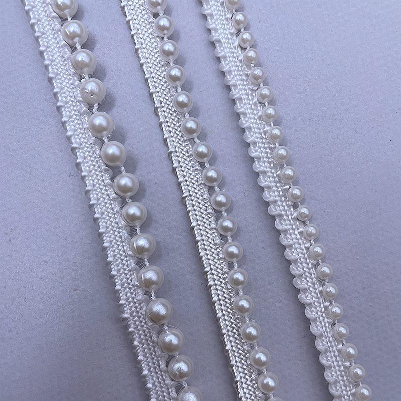 Nastro Di Perle E Pizzo Nero - 3 Metri, Larghezza 1.5 Cm, Per Abiti Da Sposa E Decorazioni - Foto 4