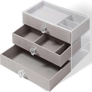 Luxury Velvet Jewelry Storage Box Good Quality Plastic Charm Storage Hot Item - Product Image 1