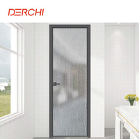 Porte en verre battante intérieure en aluminium à cadre étroit DERCHI, moderne, pour salle de bain