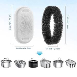 Cartouches filtrantes pour fontaine à eau pour animaux de compagnie, élément en éponge rectangulaire, charbon actif de 2.99x1.69 pouces, pour mangeoires d'eau pour chiens et chats - Product Image 1