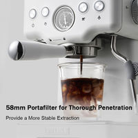 Machine à expresso semi-automatique en acier inoxydable de 1,8 L, machine à expresso électrique de 58 mm avec mousseur à lait pour café et maison