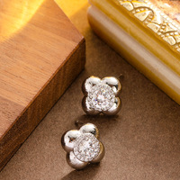 Boucles d'oreilles clous haut de gamme pour femme en argent avec zircon incrusté de diamants, accessoire de mode