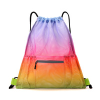 Sac à dos de sport en maille avec cordon de serrage, couleur dégradée, léger, pour la gym, le fitness, la plage et la natation