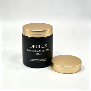 Pot en plastique PET rond noir, rose, givré, 100g, 120g, 150g, 200g, 250g, pour crème corporelle, logo personnalisé, couvercle doré - Product Image 1