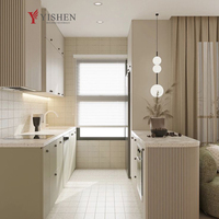Armoire de cuisine moderne en nid d'abeille en aluminium personnalisée de luxe meuble complet armoire en verre îlot modulaire stockage îlot de rangement